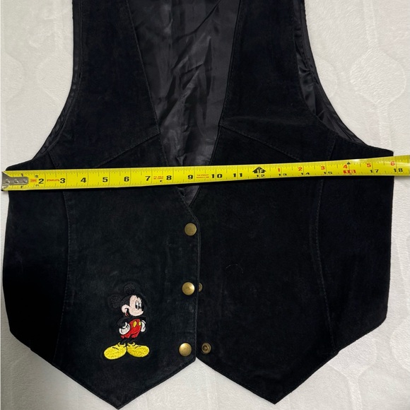 Disney Black Vest Genuine Leather with Embroidery Mickey Mouse Suede Size S/M - Picture 8 of 10